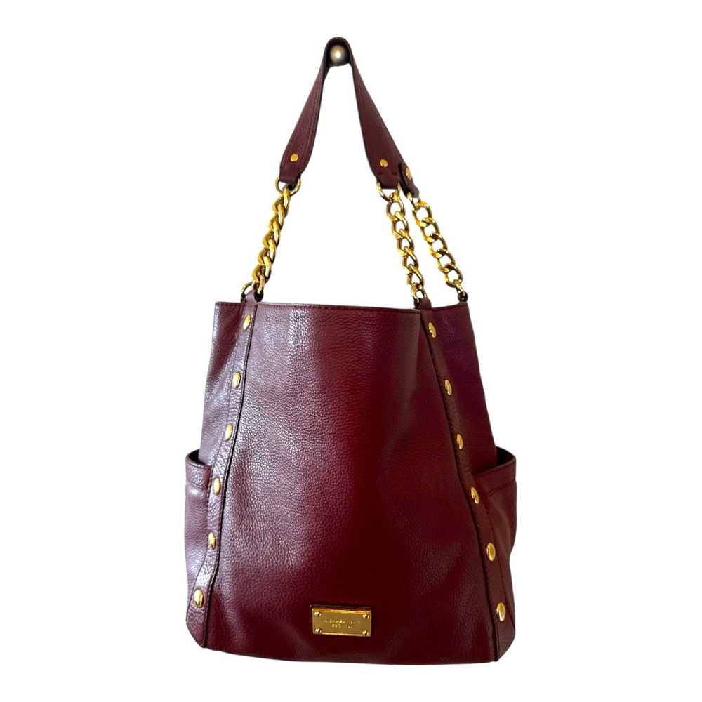 Micheal Kors / Burgundy Studded Leather Bag in Burgundy